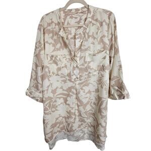 Soft Surroundings Top Soft Surroundings Tunic Floral Top Women XL Brown Cream